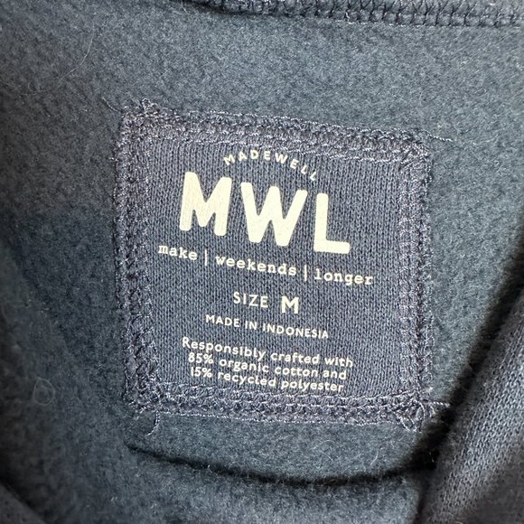 Madewell Betterterry Side-Zip Navy Blue Hoodie Sweatshirt Sz M - Picture 4 of 6